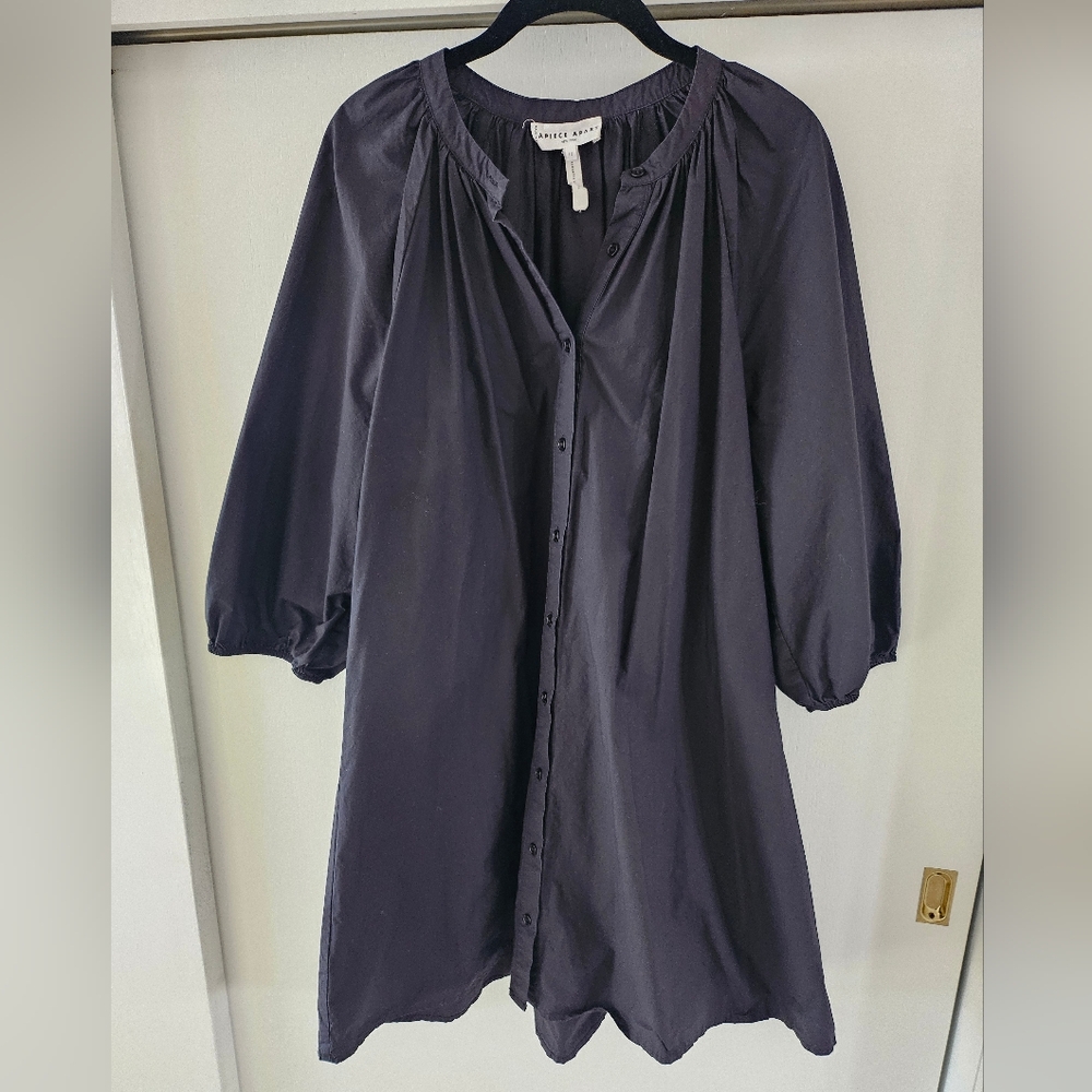 Apiece Apart Mini Dress In Black Cotton Poplin